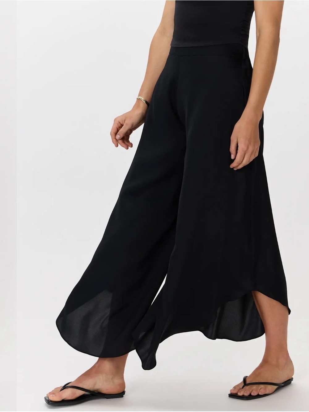 Quince Washable Stretch Silk Palazzo Pants Black Silk Quiet Luxury Minimalist XS